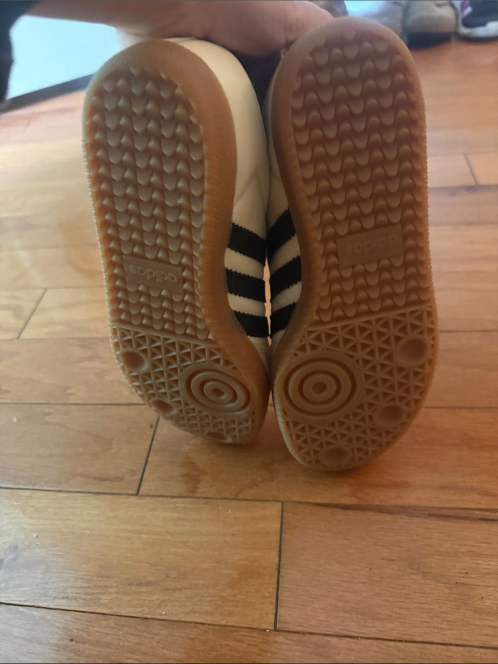 adidas Samba Sneakers in White and Black with Gold Tongue Detail - Picture 4 of 6